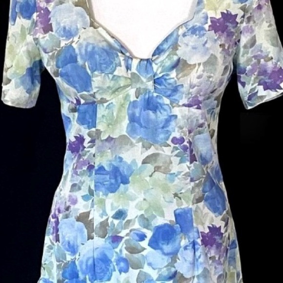 Coquette Like new 1990s Floral fitted flouncy dress Shoulder pads Vintage floral - Picture 4 of 11